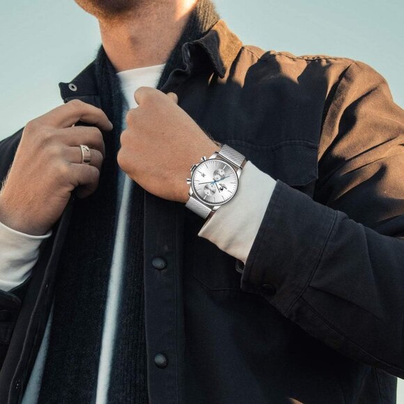 ⚡Mesh Silver White Men’s Watch Fashion Sport Quartz Analog Mesh Stainless Steel - Picture 9 of 9